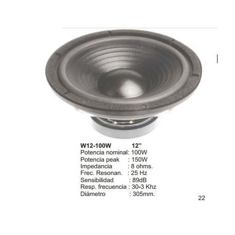 Altavoz woofer 12' 100W redondo
